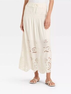 Women's High-Rise Embroidered Eyelet Drop Waist A-Line Skirt - Future
Collective